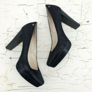 CALVIN KLEIN Black Textured Melissa Pumps Heel